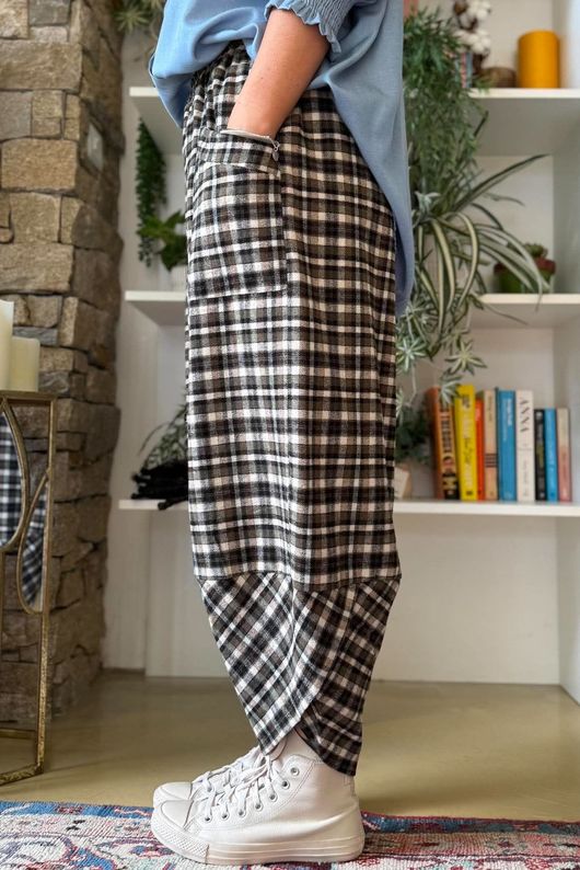 Jasper Plaid Brushed Cotton Shelby Barrel Pant Heritage Green